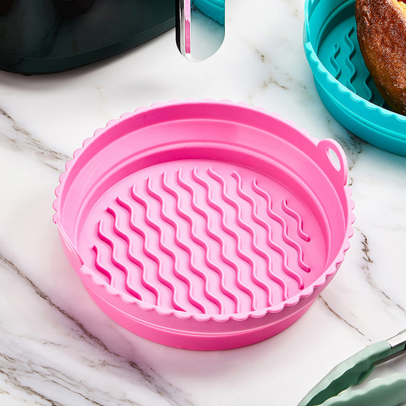 Virtuves gaisa fritieris Silikona čaulas Atkārtoti lietojams gaisa cepšanas katls Saliekams Bļods Grozs Apaļš Karstumizturīgs Gaisa Fryer Cepeškrāsns piederumi