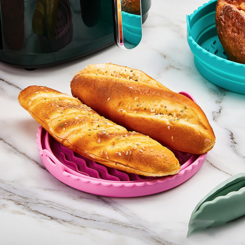 Virtuves gaisa fritieris Silikona čaulas Atkārtoti lietojams gaisa cepšanas katls Saliekams Bļods Grozs Apaļš Karstumizturīgs Gaisa Fryer Cepeškrāsns piederumi