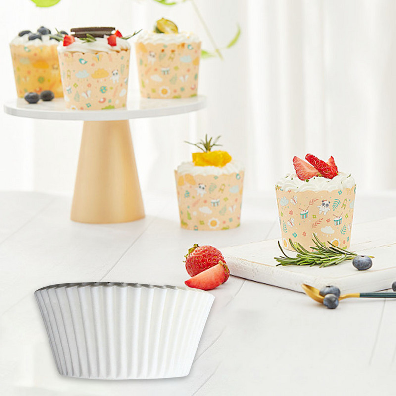 100 gab. Kēksiņu papīrs Kūku papīra glāze mafinu kārbiņas cupcake kāzu veidņu paplāte ballīšu mafinu iesaiņojuma konditorejas izstrādājumi