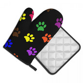 Kutya Mancs Szivárvány Konyhai Kesztyű Állat Szigetelő Grill Légsütő Ujj edénytartó Meleg sütőtál tál kesztyű szett