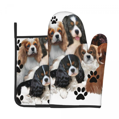 Kutya Mancs Szivárvány Konyhai Kesztyű Állat Szigetelő Grill Légsütő Ujj edénytartó Meleg sütőtál tál kesztyű szett