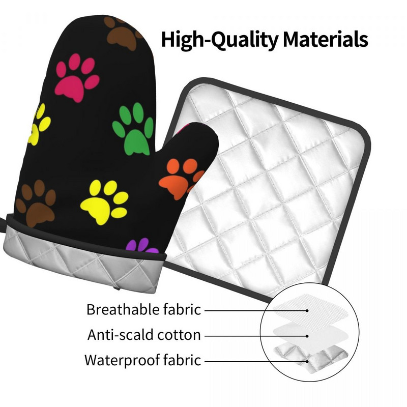 Kutya Mancs Szivárvány Konyhai Kesztyű Állat Szigetelő Grill Légsütő Ujj edénytartó Meleg sütőtál tál kesztyű szett