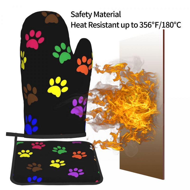 Kutya Mancs Szivárvány Konyhai Kesztyű Állat Szigetelő Grill Légsütő Ujj edénytartó Meleg sütőtál tál kesztyű szett