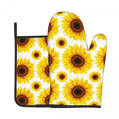 Akvarelis Saulespuķu Virtuves Cimds Saulespuķes Pop Art Anti Heat Karstā Cepeškrāsns Bļoda Dūriņa Poda Turētājs Grila dūraiņu Komplekts