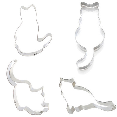 Formă pentru biscuiți pentru pisicuțe Drăguț în formă de pisică Fondant pentru biscuiți Cutter pentru modelarea aluatului de patiserie, pentru coacere, pentru tăierea metalului