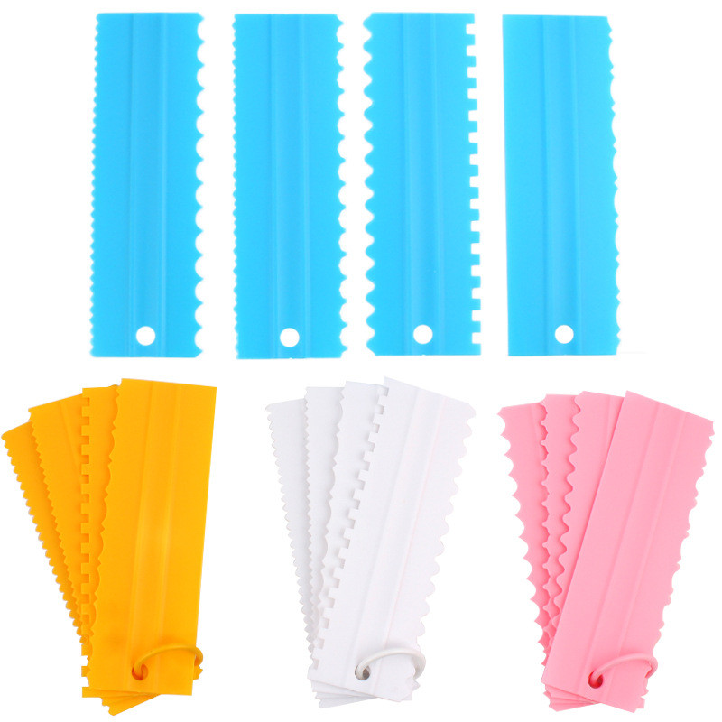 Vajas fésűs sütés sütés díszítő krém kaparó kellékek tészta péksütemény sütemény torta 4db/készlet Tortaeszközök Simító vágó