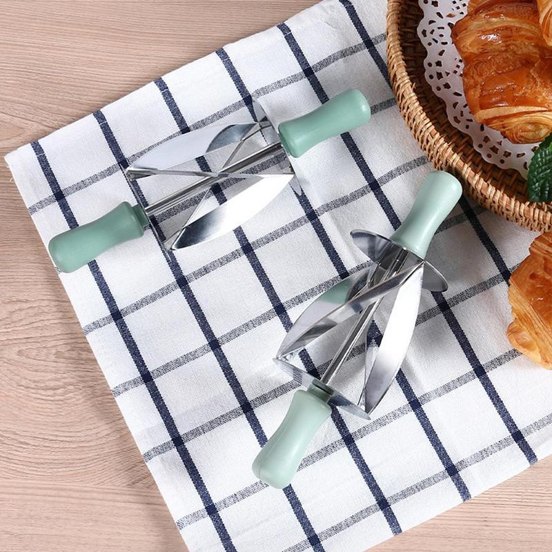 Rozsdamentes acél croissant görgős tésztahenger, többfunkciós vágóhenger Többcélú sütési kellékek otthoni konyhai pékekhez