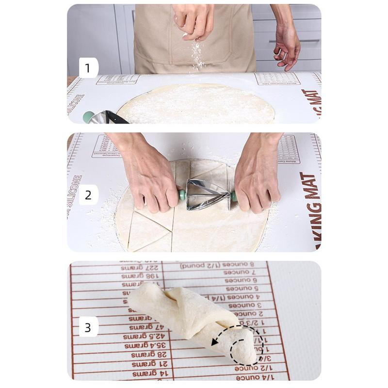 Rozsdamentes acél croissant görgős tésztahenger, többfunkciós vágóhenger Többcélú sütési kellékek otthoni konyhai pékekhez