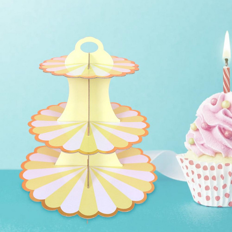 Háromrétegű tortaállvány esküvői parti desszert asztal cukorka gyümölcstál torta eldobható finom papír csipke szélű asztaldísz tálca