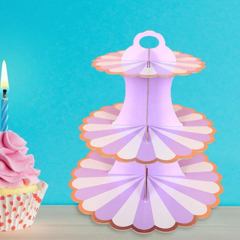 Háromrétegű tortaállvány esküvői parti desszert asztal cukorka gyümölcstál torta eldobható finom papír csipke szélű asztaldísz tálca