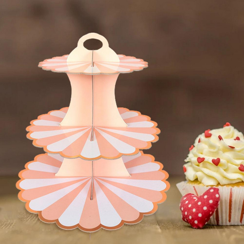 Háromrétegű tortaállvány esküvői parti desszert asztal cukorka gyümölcstál torta eldobható finom papír csipke szélű asztaldísz tálca