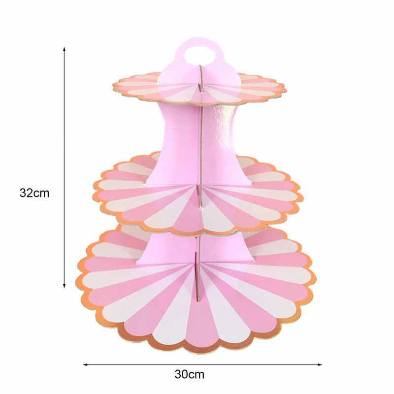 Háromrétegű tortaállvány esküvői parti desszert asztal cukorka gyümölcstál torta eldobható finom papír csipke szélű asztaldísz tálca