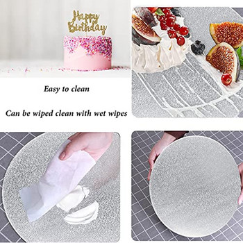 4 Συσκευασίες Ασημένιες σανίδες κέικ με ξύστρα Στρογγυλοί κύκλοι κέικ 6,8,10,12 ιντσών Χαρτόνι βάσης κέικ επαναχρησιμοποιήσιμο για ψήσιμο κέικ