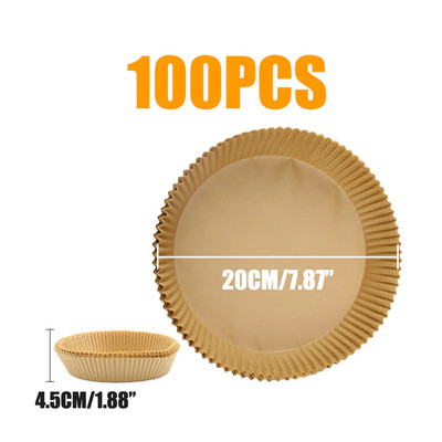 100/50 DB eldobható légsütő papír bélés 16/20 cm olajálló vízálló airfryer eldobható sütőpapír tálcák sütőpapír