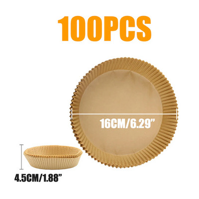 100/50 DB eldobható légsütő papír bélés 16/20 cm olajálló vízálló airfryer eldobható sütőpapír tálcák sütőpapír