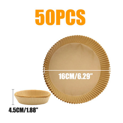 100/50 DB eldobható légsütő papír bélés 16/20 cm olajálló vízálló airfryer eldobható sütőpapír tálcák sütőpapír