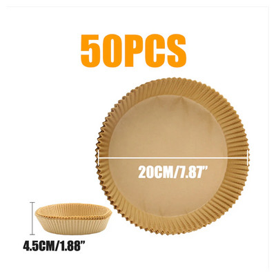 100/50 DB eldobható légsütő papír bélés 16/20 cm olajálló vízálló airfryer eldobható sütőpapír tálcák sütőpapír