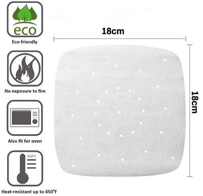 100 gab Air Fryer pergamenta papīra ieliktņi 9 collu cepampapīrs Kvadrātveida perforēts pergamenta papīrs tvaicētājiem kūkas pannas cepšanai cepeškrāsnī