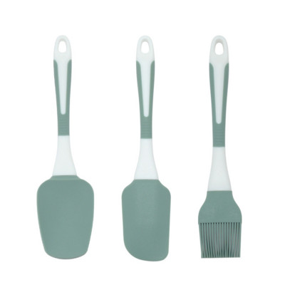Set de 3 ustensile de bucătărie din silicon împărțit Set de unelte de copt Perie de ulei Racletă pentru cremă Spatulă Accesorii pentru copt de bucătărie