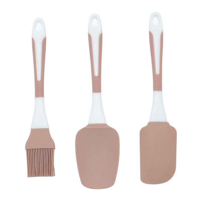 Set de 3 ustensile de bucătărie din silicon împărțit Set de unelte de copt Perie de ulei Racletă pentru cremă Spatulă Accesorii pentru copt de bucătărie
