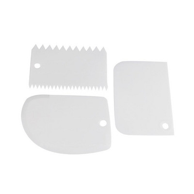 3 gab./komplekts Konditorejas lāpstiņa Plastmasas konditorejas izstrādājumu mīklas griezējs cepšanai konditorejas izstrādājumi Mīklas skrāpja lāpstiņa kūkas dekorēšanai