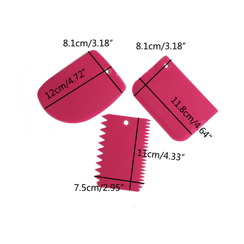 3 gab./komplekts Konditorejas lāpstiņa Plastmasas konditorejas izstrādājumu mīklas griezējs cepšanai konditorejas izstrādājumi Mīklas skrāpja lāpstiņa kūkas dekorēšanai