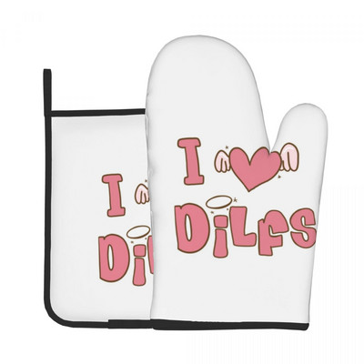 I Love Hot Dads Dilfs virtuves cimds rozā eņģeļa spārni Y2K karstumizturīgs karstā cepeškrāsns bļoda dūraiņa podu turētājs grila dūraiņu komplekts