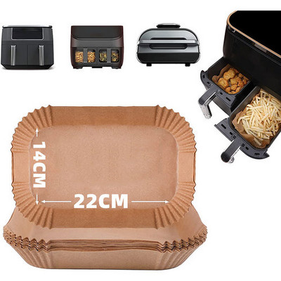 50 gab vienreizējās lietošanas gaisa cepšanas papīra čaulas 16 CM Eļļas necaurlaidīga ūdensnecaurlaidīga Airfryer Nepiedegoša vienreizējās gatavošanas papīra paplātes Cepamais papīrs