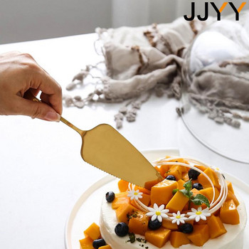JJYY Πολύχρωμο ανοξείδωτο ατσάλι με οδοντωτές άκρες διακομιστή κέικ λεπίδας κοπής πίτσας φτυάρι για κέικ βούτυρο κρέμα σπάτουλα εργαλείο ψησίματος