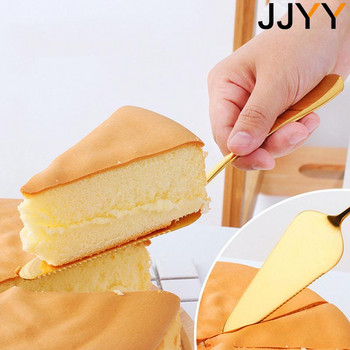 JJYY Цветен назъбен ръб от неръждаема стомана Сървър за торта Острие за рязане Пай Пица Лопата за торта Маслен крем Шпатула Инструмент за печене