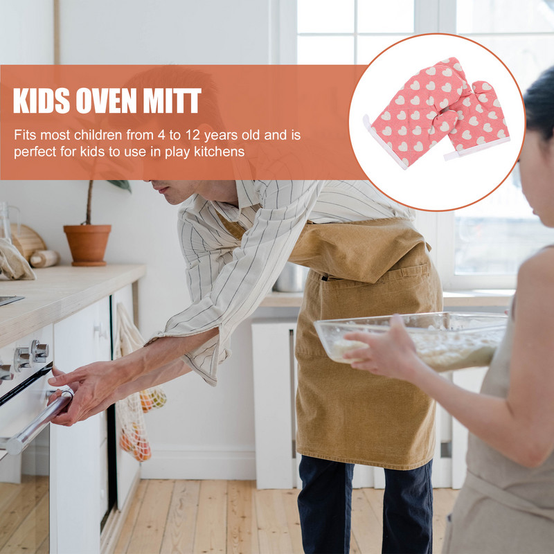 2 gab Galvas saite karstumizturīgi cimdi Mikroviļņu krāsns bērniem gatavošanas cimdi Bbq grils bārbekjū kokvilnas virtuve