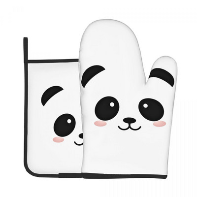 Panda Bear Kuhinjske rukavice Kawaii Heat Resist Grill Air Fryer Miten Držač za lonce Set rukavica za mikrovalnu pećnicu