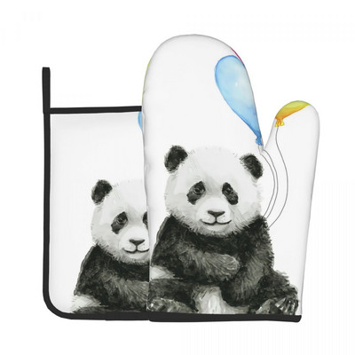 Panda Bear Kuhinjske rukavice Kawaii Heat Resist Grill Air Fryer Miten Držač za lonce Set rukavica za mikrovalnu pećnicu