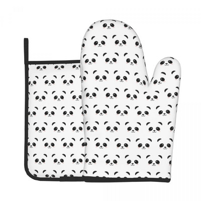 Panda Bear Kuhinjske rukavice Kawaii Heat Resist Grill Air Fryer Miten Držač za lonce Set rukavica za mikrovalnu pećnicu
