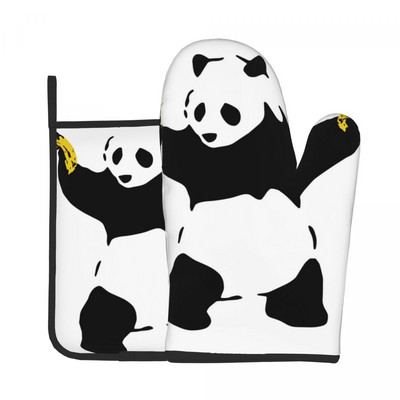 Panda Bear Kuhinjske rukavice Kawaii Heat Resist Grill Air Fryer Miten Držač za lonce Set rukavica za mikrovalnu pećnicu