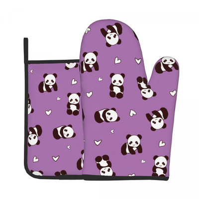Panda Bear Kuhinjske rukavice Kawaii Heat Resist Grill Air Fryer Miten Držač za lonce Set rukavica za mikrovalnu pećnicu