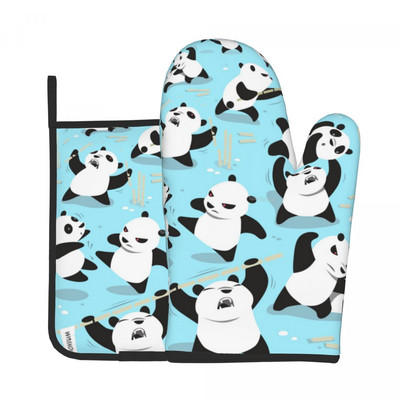 Panda Bear Kuhinjske rukavice Kawaii Heat Resist Grill Air Fryer Miten Držač za lonce Set rukavica za mikrovalnu pećnicu