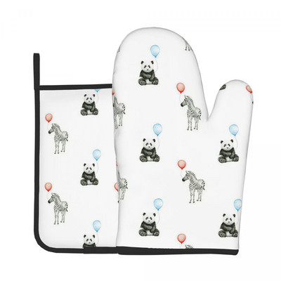 Panda Bear Kuhinjske rukavice Kawaii Heat Resist Grill Air Fryer Miten Držač za lonce Set rukavica za mikrovalnu pećnicu