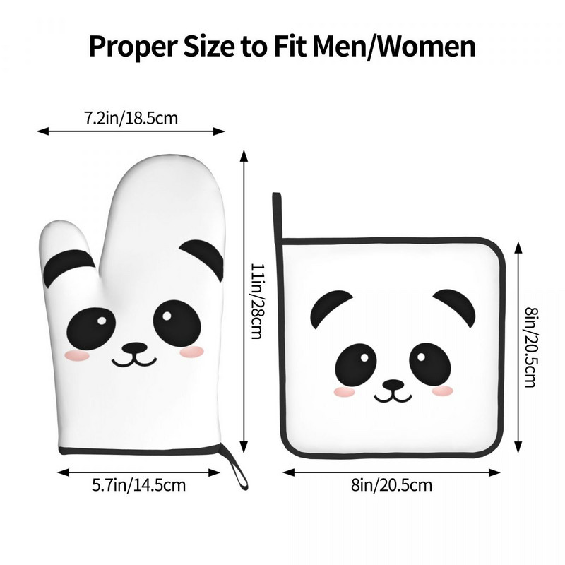 Panda Bear Kuhinjske rukavice Kawaii Heat Resist Grill Air Fryer Miten Držač za lonce Set rukavica za mikrovalnu pećnicu