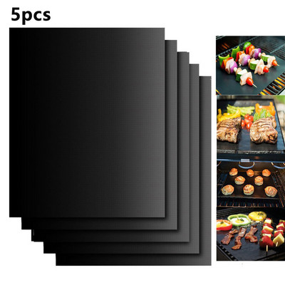 1/3/5 vnt BBQ grilio kilimėlis lauko kepsninė, nepridegantis padėklas Daugkartinė kepimo lėkštė vakarėliui PTFE grilio kilimėlio priedai