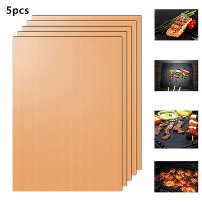 1/3/5 vnt BBQ grilio kilimėlis lauko kepsninė, nepridegantis padėklas Daugkartinė kepimo lėkštė vakarėliui PTFE grilio kilimėlio priedai