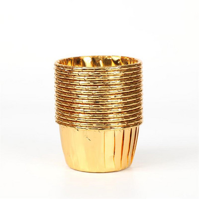 50db Cupcake-csomagolók Krimpelő muffintartók Tortabélelő Arany Ezüst bevonatú Papírpoharak Hőálló sütőforma Torta kellékek