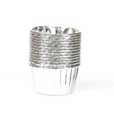 50db Cupcake-csomagolók Krimpelő muffintartók Tortabélelő Arany Ezüst bevonatú Papírpoharak Hőálló sütőforma Torta kellékek