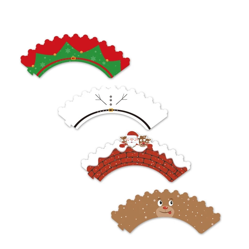 24gab Ziemassvētku papīra kūku iesaiņojums Ziemassvētku Jaungada dzimšanas dienas ballītes kūku dekorācijas rīki Ziemassvētku vecīša kūku pildītājs