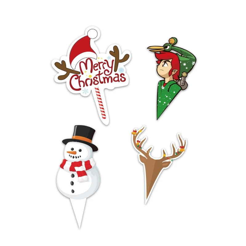 24gab Ziemassvētku papīra kūku iesaiņojums Ziemassvētku Jaungada dzimšanas dienas ballītes kūku dekorācijas rīki Ziemassvētku vecīša kūku pildītājs