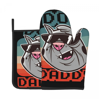 Vintage Yorkie suns tēvs virtuves cimds dzīvnieks karstumizturīgs karstā cepeškrāsns bļoda dūraiņa katla turētājs BBQ maizes dūraiņu komplekts