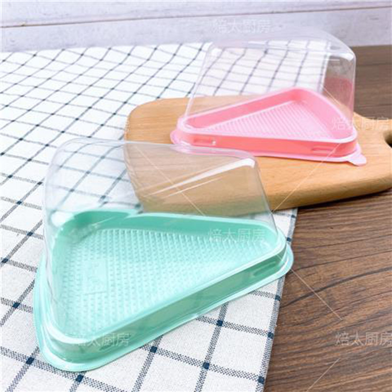 50gab 6/8 collu trīsstūris melns zaļš rozā plastmasas caurspīdīgs iepakojuma kastīte uzpūtenis kūku dēlis vienreizējās lietošanas deserta dzimšanas dienas Kawaii instrumenti