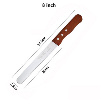 8-инчов нож за хляб от неръждаема стомана Назъбен нож с дървена дръжка Нож за плодове Нож за тост за хляб Нож за торта Шпатула Инструменти за печене
