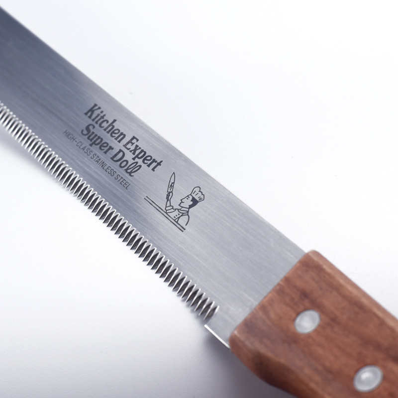 8 collu nerūsējošā tērauda maizes nazis zobains nazis koka rokturis augļu nazis maizes grauzdiņš griezējs kūkas nazis lāpstiņa cepšanas rīki