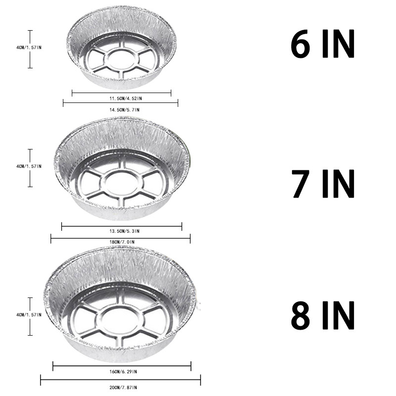 10 gab Air Fryer oderējums Vienreizējās lietošanas apaļas alumīnija folijas paplātes Cepšanai Nepiedegošas kūkas veidnes Daudzfunkcionāli virtuves cepšanas rīki